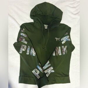 Green PINK Hoodie with Sequin Details